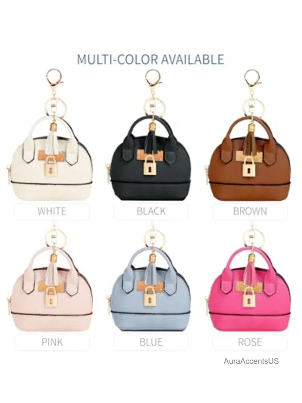 2 Pack PU Leather Mini Cosmetic Bag Keychain Card Holder Zipper Pouch Lipstick